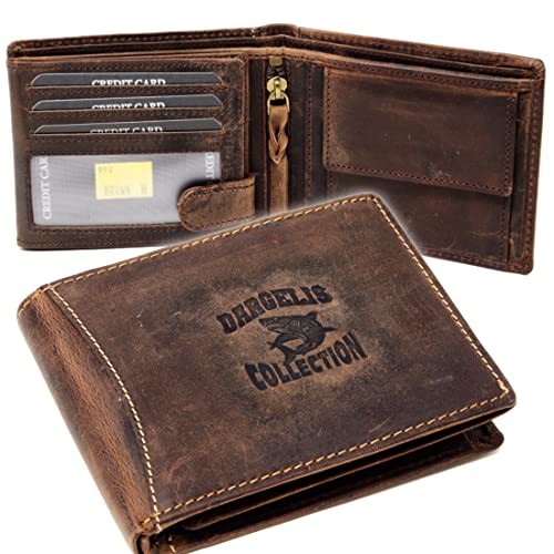 Herren Leder Börse Portemonnaie Geldbörse Brieftasche Lederbörse mit Münzfach RFID Schutz Männerbörse Büffelleder braun ( 79327706 ) von Generisch