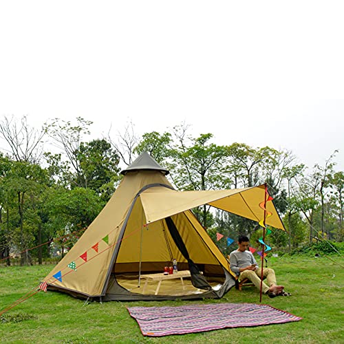 Indianer-Tipi-Zelt für Familien-Camping - Wasserdichtes Doppelschichtiges Campingturmzelt für Outdoor-Wandern - 3-4 Personen Jurte Tipi Zelt von Generisch
