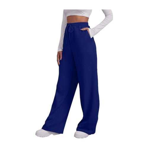 Jogginghose Damen Sporthose Lang Baggy Hose Weites Bein Traininghose Yogahose High Waist Sweatpants Elastische Taille Trainingshose Hohe Taille Einfarbig Sweathose Oversized Freizeithose Mit Taschen von Generisch