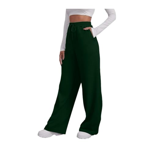 Jogginghose Damen Sporthose Lang Baggy Hose Weites Bein Traininghose Yogahose High Waist Sweatpants Elastische Taille Trainingshose Hohe Taille Einfarbig Sweathose Oversized Freizeithose Mit Taschen von Generisch