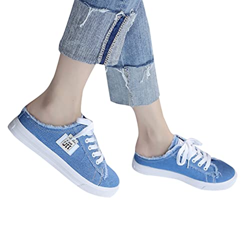 Joggingschuhe Damen, Leinenschuhe Damen Canvas Sneaker Sommer Bunt Mittelalter 2025, Barfußschuhe Naturstep Gym Schuhe Halbschuhe Breite Füße Slip on Laufschuhe von Generisch