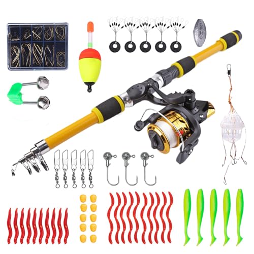 Kinder Angelrute - Teleskop Tragbare Mini Rute | 180 cm Angelrolle Set Für Jugendliche Anfänger Mädchen Reise Camping Wandern von Generisch