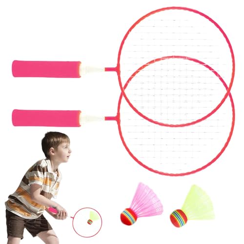Kinder-Badmintonschläger,Kinder-Badminton-Set,Verstärkter Kinder-Badmintonschläger, 2 Nylon-Federbälle im Lieferumfang enthalten | Unterhaltungs- und Trainingswettbewerb für Hinterhöfe von Generisch