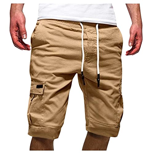 Kurze Hosen Herren Cargo Shorts Sommer Freizeithose Kurze Elastische Taille Chino Shorts Mit 6 Taschen S-XXL von Generisch