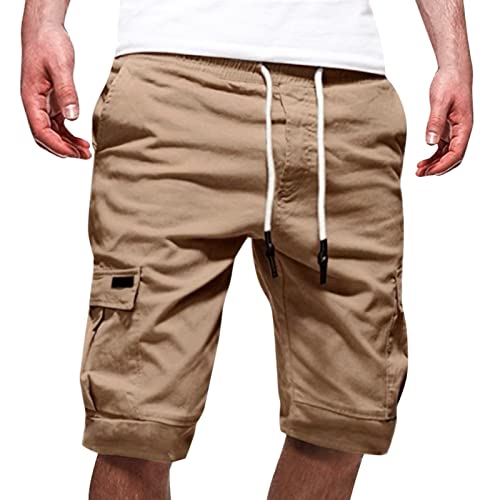 Kurze Hosen Herren Cargo Shorts Sommer Freizeithose Kurze Elastische Taille Chino Shorts Mit 6 Taschen S-XXL von Generisch