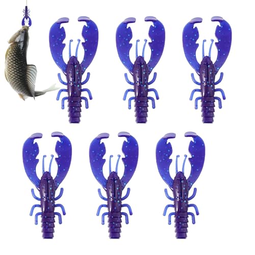 Langustenköder, Langustenköder,6 Stück Lobster Claw Kunstköder Swimbait | Realistischer Walking-Action-Bass-Angelköder für das Süßwasser-Salzwasser-Angeln von Generisch