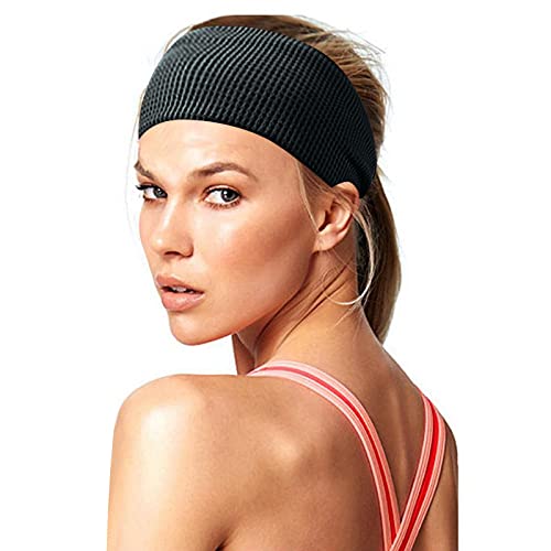 Lauf-Stirnband für Damen und Herren: vielseitiges, athletisches breites Yoga-Stirnband, solide, atmungsaktiv, leicht, Boho-Sport-Stirnbänder für natürliches Haar, Damen (Armeegrün, Einheitsgröße) von Generisch