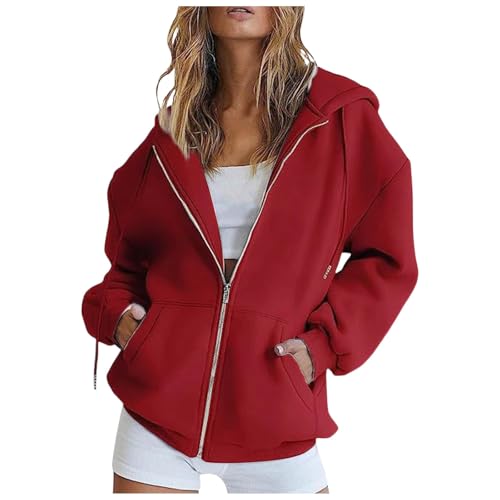 Long Sweatjacke Damen,Hoodie Damen Sweatjacke Kapuzenjacke Lang Sweatshirt Kapuzenpullover Mit Kapuze Langarm Reißverschluss Mantel Oversize Pullover Sport Style Zipper Oversize Sweatshirtjacke RD2 M von Generisch