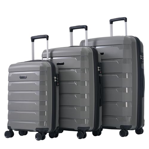 M-L-XL Koffer Set, 3-teiliges Modisches PP-Material, Leicht & Strapazierfähig, Innenfächer, Universal- & Doppelräder, TSA-Schlösser, Mehr Sicherheit - Robuste Koffer für Bequemes Reisen, 3-tei von Generisch