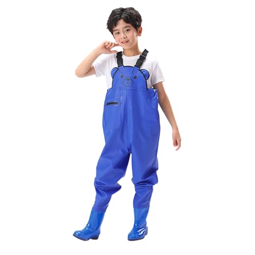 Wathose Kinder Wasserdicht mit Stiefel Regenhose Und Gummistiefel Anglerhose Hosenträger Matschhose mit rutschfeste Anglerhose Kinderwathose mit Regenstiefel von Generisch