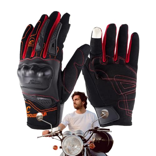 Motorrad-Reithandschuhe, Fahrradhandschuhe mit Knöchelschutz und Touchscreen, atmungsaktive Motocross-Handschuhe mit Fallschutz für Mountainbikes, Dirt Bikes von Generisch