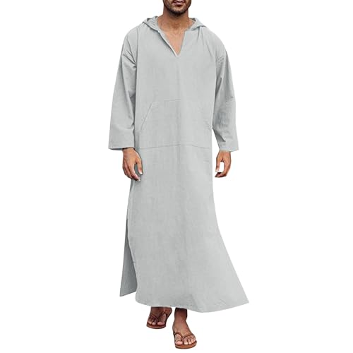 Muslimische Kleider Herren Weiß Gebetskleidung Für Männer Mit Kapuze Arabische Kleidung Herren Dubai Muslimische Kleider Herren Modern Herren Seite Split Kaftan Thobe von Generisch