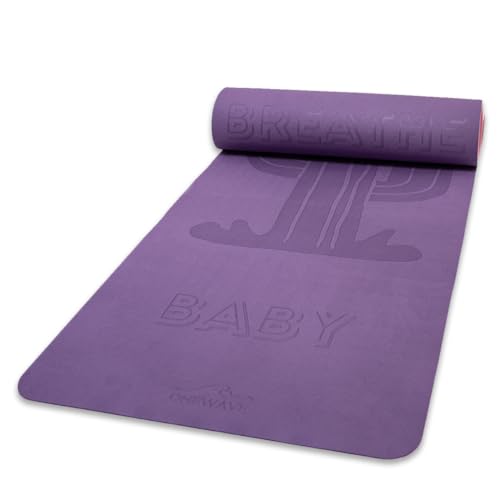 ONEWAVE Yogamatte "Breathe Baby" mit Kaktusdesign - 183cm x 61cm x 6mm rutschfest, hautfreundlich und recycelbar (Lila) von Generisch