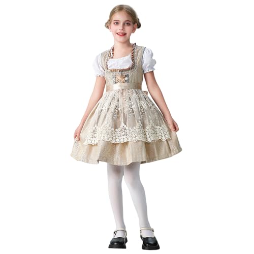 Oktoberfest kostüm Kleidung mädchen, Dirndl Trachtenkleid Bierfest Schürze Für Kinderdirndl Dirndl-Sets Bayerische Kostüme Trachtenmode Bayerisches Blumenkleid Trachtenbluse Rosa von Generisch
