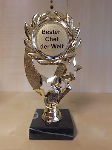 Pokal Geschenk Bester Chef der Welt Geburtstag - Sportpokal - Gr. 19 cm - Trophäe - Pokale - Geschenk - mit Gravur - (A1) von Generisch