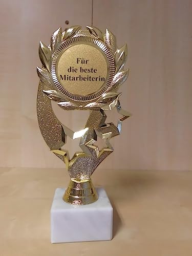 Pokal Geschenk Für die Beste Mitarbeiterin Geburtstag - Gr. 19 cm, (Gold) - Trophäe - mit Gravur - Pokale - (A1) von Generisch