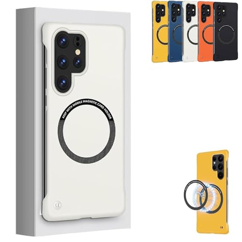 Rahmenlose magnetische Adsorption Bare Phone Sensation Hülle, ultradünne magnetische einfarbige randlose Handyhülle mit vollem Kameraschutz für Samsung (White,S23FE) von Generisch