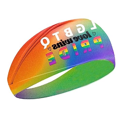 Regenbogen-Sport-Stirnband mit Buchstaben-Design, elastisches Haarband, Haushalt für Laufen und Yoga, Mehrzweckbedarf, Spandex-Stirnband von Generisch