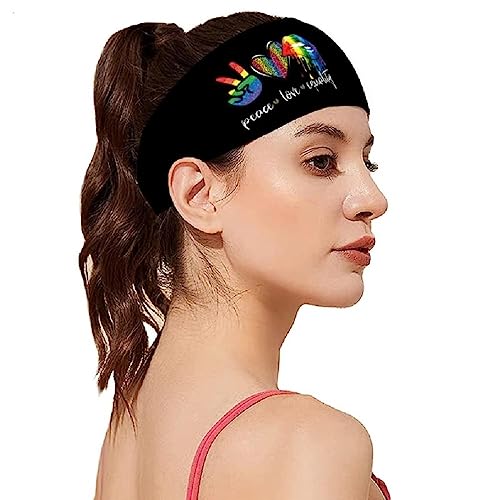 Regenbogen-Sport-Stirnband mit Herz-Design, elastisches Haarband, Haushalt für Laufen und Yoga, Mehrzweckzubehör, Workout-Stirnband von Generisch