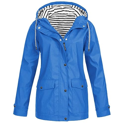 Regenjacke Damen Wasserdicht,Regenjacke Damen Atmungsaktiv mit Kapuze Faltbar Leicht Jacke Winddicht Grosse Grössen Windbreaker Kapuzenpullover Übergangsjacke für Wandern Radfahren Camping Reisen von Generisch