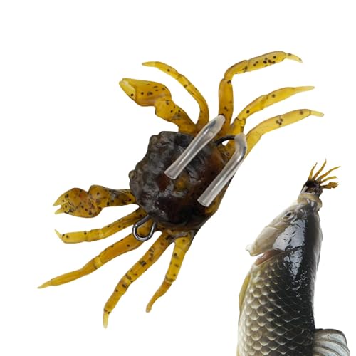Salzwasserköder, Krabbenköder | Künstliche 3D-Krabbe mit scharfem Haken - Salzwasser-Fischzubehör, Süßwasser-Angelköder, Meeresangel-Kurbelköder zum Angeln von Generisch