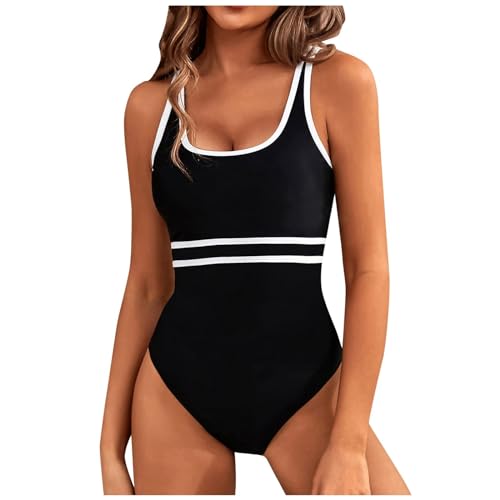 Sexy Badeanzug Rückenfrei Damen Bauchweg Sport Schwimmanzug Push Up Einteilige Badeanzug Mit Cups Schwarz XL von Generisch