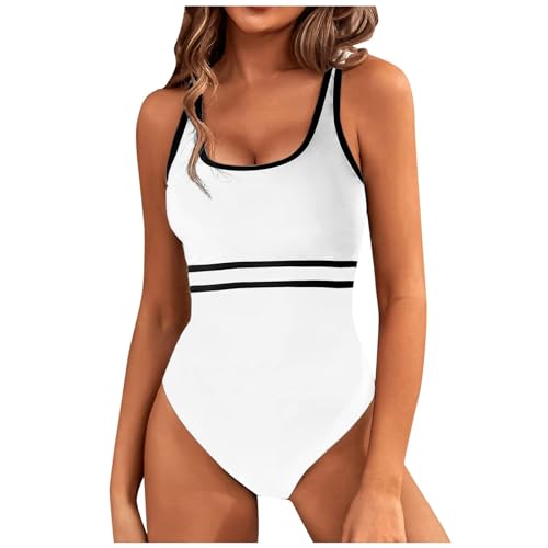Sexy Badeanzug Rückenfrei Damen Bauchweg Sport Schwimmanzug Push Up Einteilige Badeanzug Mit Cups Weiß L von Generisch