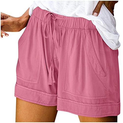Shorts Damen Bermuda mit Kordelzug Einfarbig Kurze Hose Hohe Taille Strand Strandshorts Sportshorts Mode Lässige Stretch Shorts von Generisch