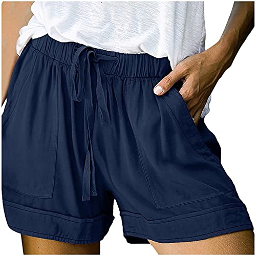 Shorts Damen Bermuda mit Kordelzug Einfarbig Kurze Hose Hohe Taille Strand Strandshorts Sportshorts Mode Lässige Stretch Shorts von Generisch