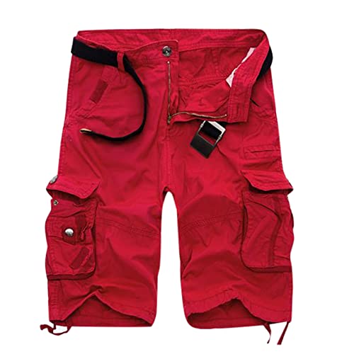 Shorts Herren Cargo Hose Kurz Sommer Freizeit Klassische Hosen Herrenshorts Short Men Pants Hose Cargohose Kurz Für Männer Rot 30 von Generisch