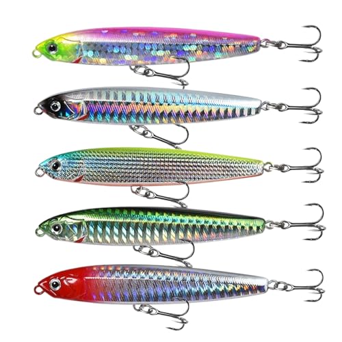 Sinkendes Bleistiftköder | 5-Farben Schwimmender Crankbait Köder | Realistischer Köder Weitwurf Rute Für Barsch Forelle Angler Ufer Boot Kajak Fluss Teich See Salzwasser Süßwasser von Generisch