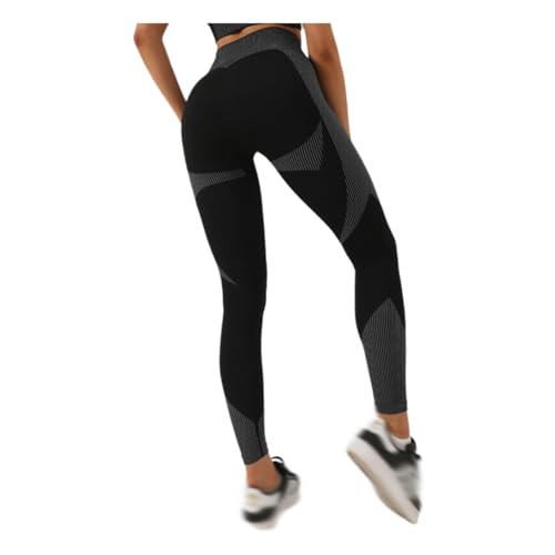 Skinnyfy Anti Cellulite Leggings Resistance Band Leggings Zum Abnehmen Kompressionslegginskontrastfarben Gestreifte Pfirsichfarbene Fitnesshose Mit Hüfte Für Damen, Hohe Taille, Bauch, Ela von Generisch