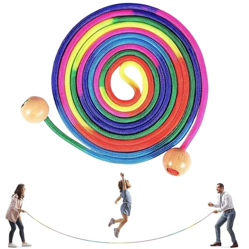 Springseil Für Kinder | 5 M Regenbogen Springseil Zum Training Mit Holzgriff - Längenverstellbares Spielzeug Für Gruppenspiele Und Bewegungstraining Im Freien von Generisch