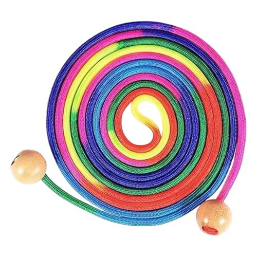 Springseil Kinder | 5 M Regenbogen Springseil Zum Training Mit Holzgriff - Längenverstellbares Spielzeug Für Gruppenspiele Und Bewegungstraining Im Freien von Generisch