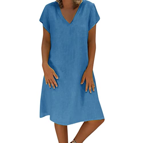 Strandkleid Damen Urlaub Sommerkleid Luftig Freizeit Lang Kleid Elegant Kleider Sommer Blusenkleid Midikleid Tunika Boho Hängerchen Sommerkleider Leicht Und Leichte von Generisch