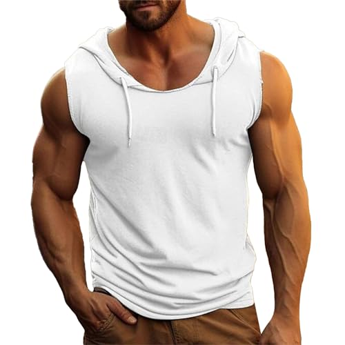 Tank Top Ärmelloses Sommer Herren Fitness Ärmellos Baumwolle Tops Tank Top Bodybuilding Männer Running Axelshirt Oberteile Atmungsaktiv Laufshirt Rundhals T Shirt Tanktops von Generisch