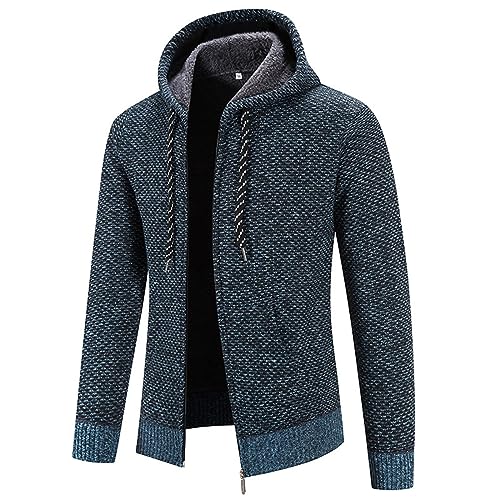 Generisch Trachten Jacke Männer: Sportlich mit Kapuze Modern Strick Janker Wintermantel Herbst 3XL mit Reißverschluss Lang Cardigan Trachtenjacke Leicht Langarm Sweatjacke Strickjacke von Generisch