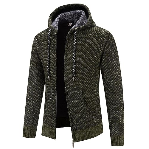 Trachten Jacke Männer: Sportlich mit Kapuze Modern Strick Janker Wintermantel Herbst 3XL mit Reißverschluss Lang Cardigan Trachtenjacke Leicht Langarm Sweatjacke Strickjacke von Generisch