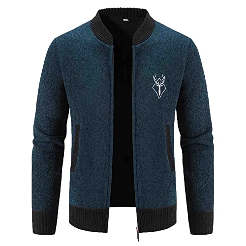 Trachtenjanker Für Herren Lang Langarm Sportlich mit Kapuze Strickjacke Trachtenjacke 3XL Modern Leicht Herbst Cardigan Wintermantel mit Reißverschluss Strick Sweatjacke Freizeit-Jacke von Generisch