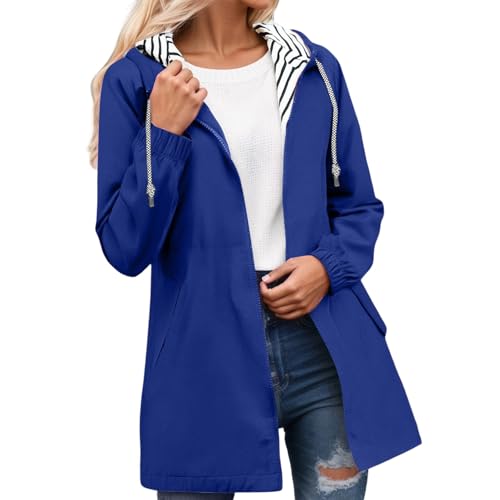 Übergangsjacke Damen Regenjacke Wasserdicht Atmungsaktiv Jacke Softshellmantel Lang Winterjacke Allwetterjacke Herbstjacke Blau XXL von Generisch