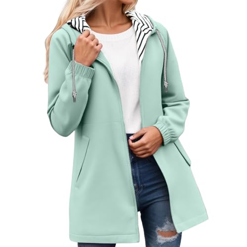 Übergangsjacke Damen Regenjacke Wasserdicht Atmungsaktiv Jacke Softshellmantel Lang Winterjacke Allwetterjacke Herbstjacke Mintgrün 4XL von Generisch