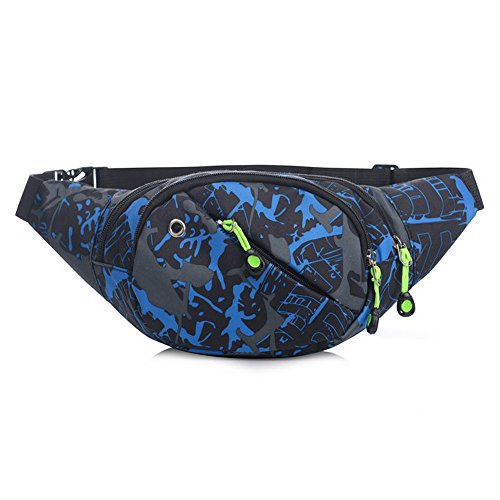 Unisex Outdoor Sports Casual Camo Waist Pack Cycling Sport Belt Bag Waist Packs for Women, blau, Einheitsgröße von Generisch