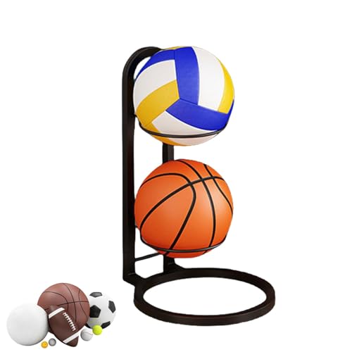 Vertikales Ball-Aufbewahrungsregal, mehrschichtiger Ball-Organizer, robuster Metall-Basketballhalter, freistehender Basketballständer, Sportgeräte-Aufbewahrungsregal für Fußball, Volleyball von Generisch