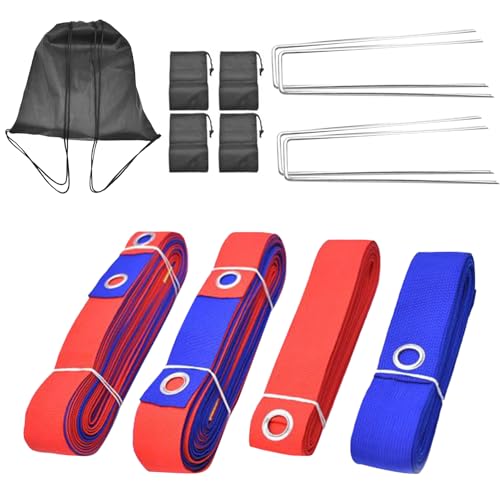 Volleyball-Grenzlinien-Set, Polyester, Hinterhof-Volleyball-Markierung, faltbares Sportzubehör für Park, Zuhause, Praxis, Garten von Generisch