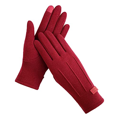 Warme Handschuhe 2024, modische Handschuhe für Damen, Herbst und Winter, hält warm, Bildschirm, dünne Handschuhe, Radfahren, Fahren, modisch, elegant, Buchstabenmarkierung, winddicht, Fäustlinge, von Generisch