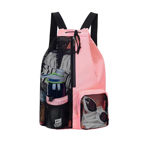 Wasserdichte Schwimmtasche mit zwei Nass-/Trocken-Fächern – leichter, atmungsaktiver Netz-Rucksack für Schwimmausrüstung, Handtücher, Brillen und Schuhe – schnell trocknende, freihändige Sporttasche von Generisch
