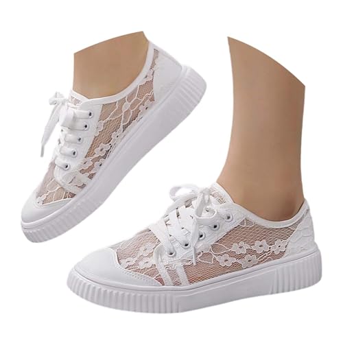 dirndl schuhe damen bequem trachten flach, Sneaker Weiss Spitzen Trachtenschuhe Elegant Sommerschuhe Spitze Bestickte Freizeitschuhe Mesh Walkingschuhe Sommer Stoffschuhe Oktoberfest Turnschuhe 39 von Generisch