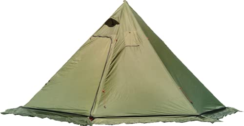 Genma0 Ultraleichtes Tipi-Zelt für 3–4 Personen, mit Schneefang und Herdwagenheber, ohne Netz, Rucksackreisen, Outdoor-Zelt (3,12 m x 7,2 Fuß, Armeegrün) von Genma0