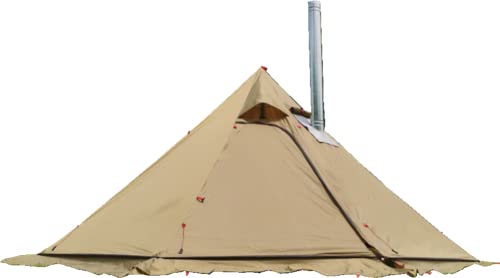 Genma0 Ultraleichtes Tipi-Zelt für 3–4 Personen, mit Schneefang und Herdwagenheber, ohne Netz, Rucksackreisen, Outdoor-Zelt (3 x 15 m, Grünbraun) von Genma0