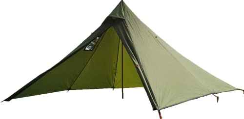 Ultraleichtes heißes Tipi-Zelt mit Herdheber für 1-2 Personen, 1,5 kg, Viereck-Form, Einzelpersonenzelt für Camping, Wandern, Rucksackreisen, einfach aufzubauen (2,7 x 2,7 x 1,6 m, Armeegrün) von Genma0